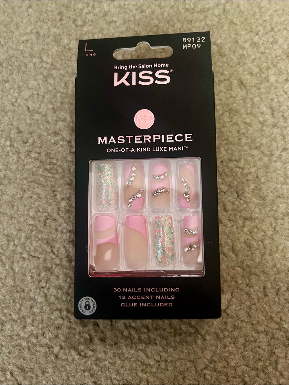 KISS Masterpiece *Long/Square* Glitter Rhinestone Press-On Nails